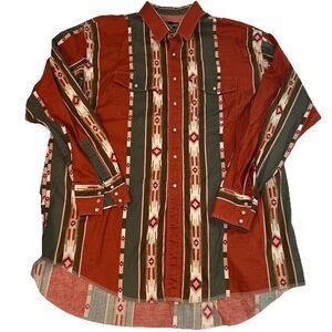 Wrangler Western Shirt Mens Size XXXL Pearl Snap Aztec Southwestern Long-Sleeve